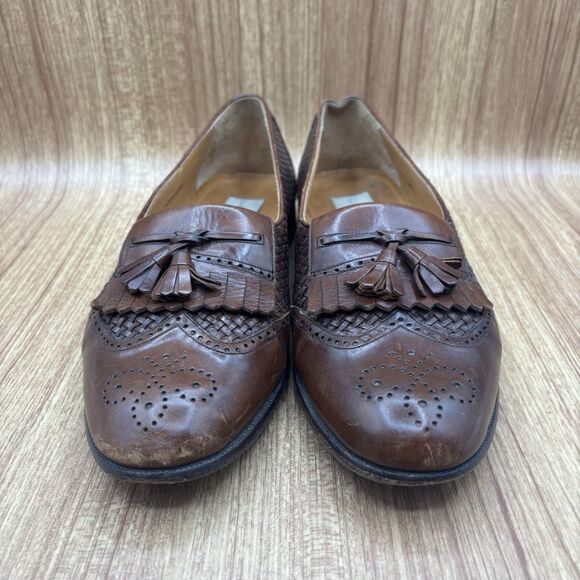 Mezlan COZUMEL Cognac Brown Tassel Woven Men's Size 9 M Dress Shoe Loafer - Picture 4 of 9